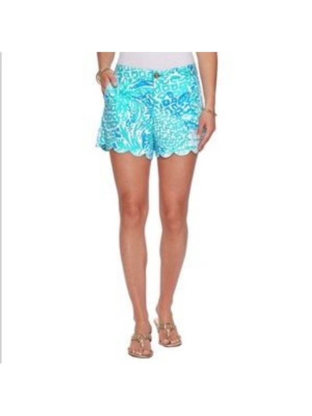 Lilly Pulitzer Buttercup Seaside Aqua scalloped shorts Size 10